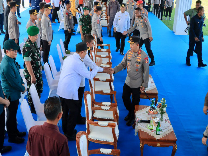 Bupati Kampar Hadiri Pengecekan Personel dan Peralatan Penanggulangan Karhutla Bersama Kapolri di SPN Polda Riau